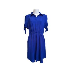 Monteau Blue Notched Collar Mini Dress